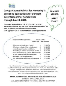 Partner with Cayuga County Habitat for Humanity to build your dream home!  